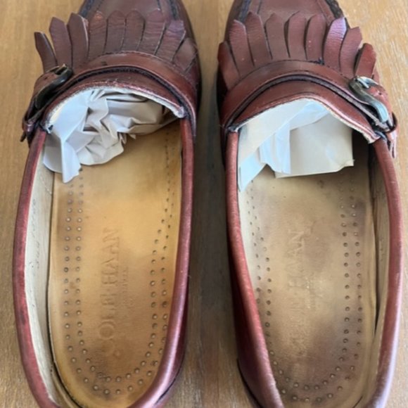 Cole Haan Brown Leather Kiltie Buckled Loafer Shoe Size 8.5C Made In USA‎ Red main image 8